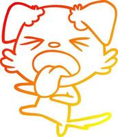 warm gradient line drawing cartoon disgusted dog vector