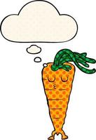 cartoon carrot and thought bubble in comic book style vector