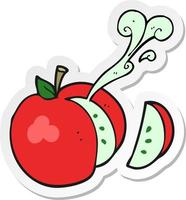 sticker of a cartoon sliced apple vector