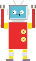 flat color retro cartoon robot vector