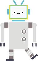 flat color retro cartoon robot vector