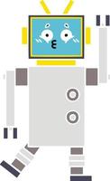 flat color retro cartoon robot vector