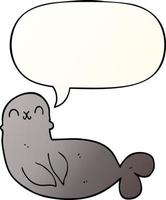 cartoon seal and speech bubble in smooth gradient style vector