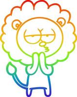 rainbow gradient line drawing cartoon lion considering vector