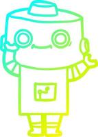 cold gradient line drawing cartoon robot vector