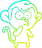 cold gradient line drawing cartoon hooting monkey vector