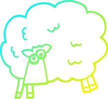 cold gradient line drawing cartoon funny sheep vector