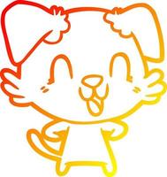 warm gradient line drawing laughing cartoon dog vector