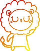 warm gradient line drawing cartoon lion vector