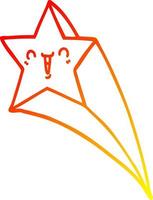 warm gradient line drawing cartoon shooting star vector