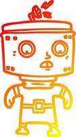 warm gradient line drawing cartoon robot vector