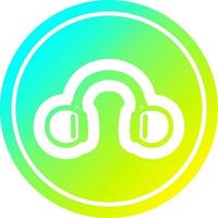 music headphones circular in cold gradient spectrum vector
