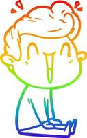 rainbow gradient line drawing cartoon excited man vector
