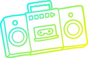 cold gradient line drawing cartoon retro cassette tape player vector