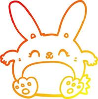 warm gradient line drawing cartoon rabbit vector