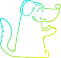 cold gradient line drawing happy cartoon dog vector