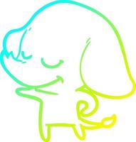 cold gradient line drawing cartoon smiling elephant vector