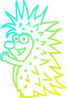 cold gradient line drawing cartoon spiky hedgehog vector