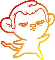 warm gradient line drawing cartoon annoyed monkey vector