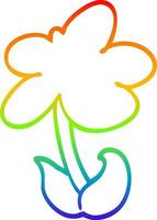 rainbow gradient line drawing cute cartoon flower vector