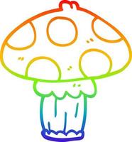 rainbow gradient line drawing cartoon toadstool vector