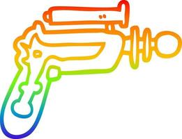 rainbow gradient line drawing cartoon ray gun vector