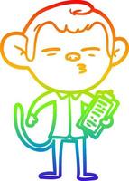 rainbow gradient line drawing cartoon office monkey vector