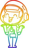 rainbow gradient line drawing happy cartoon astronaut vector