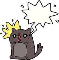 cartoon shocked cat amazed and speech bubble vector