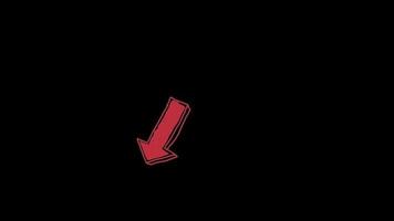 Red black and white arrows down loop animation free video