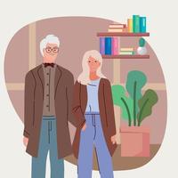 pareja de ancianos modelando vector