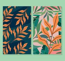 leafs green and orange patterns vector