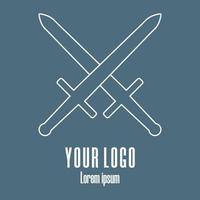 Crossed medieval swords. Design element for logo, emblem. Clean and modern vector illustration.