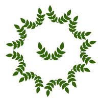 Circle Frame from Leaves. Wedding decorations, invitations. Green Silhouette. Vector illustration for Your Design, Web.