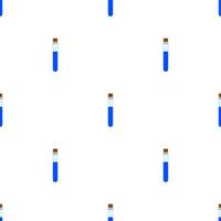 Seamless pattern with blue potion icons. Cartoon magic healing elixir flask. Vector illustration.