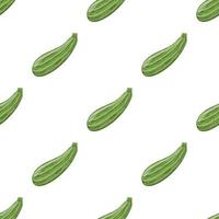 Seamless pattern with fresh zucchini isolated on white background. Organic food. Cartoon style. Vector illustration for design, web, wrapping paper, fabric