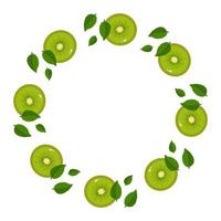 corona de kiwis verdes con espacio para texto. comida dulce orgánica de dibujos animados. frutas de verano para un estilo de vida saludable. ilustración vectorial para cualquier diseño. vector