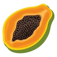 Fruta fresca y exótica de media papaya aislada en fondo blanco. frutas de verano para un estilo de vida saludable. fruta organica estilo de dibujos animados ilustración vectorial para cualquier diseño. vector