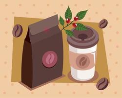 coffee Isometric bag and pot vector