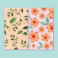 two flowers spring patterns vector