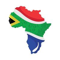 bandera de sudáfrica en el mapa del continente