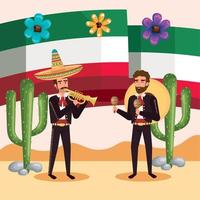 mexican celebration with mariachis vector