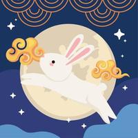 chinese moon festival rabbit with fullmoon vector