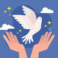peace dove with hands vector