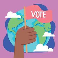 vote in flag and earth planet vector