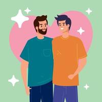 gays pareja amantes abrazándose vector