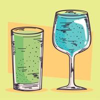 par de bebidas verde y azul vector