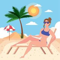 girl in beach chair vector