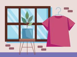 shirt hanging and window vector