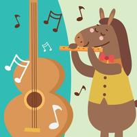 horse playing flute and guitar vector